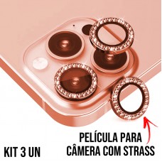 Película de Câmera Strass iPhone 15 Pro e 15 Pro Max - Cobre